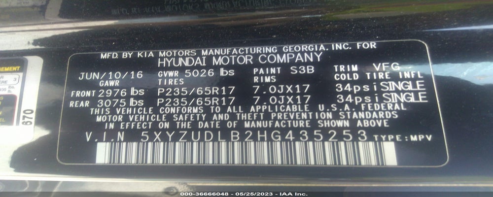5XYZUDLB2HG435253 2017 HYUNDAI SANTA FE SPORT photo no. 9