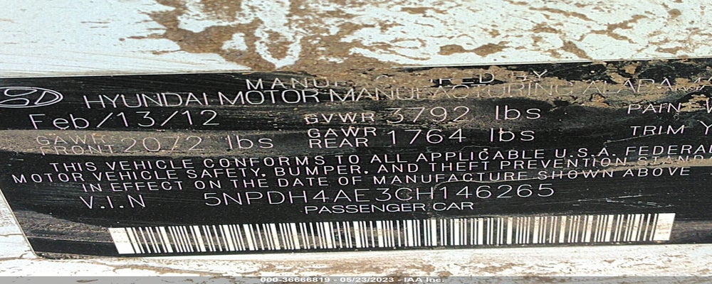 5NPDH4AE3CH146265 2012 HYUNDAI ELANTRA photo no. 9