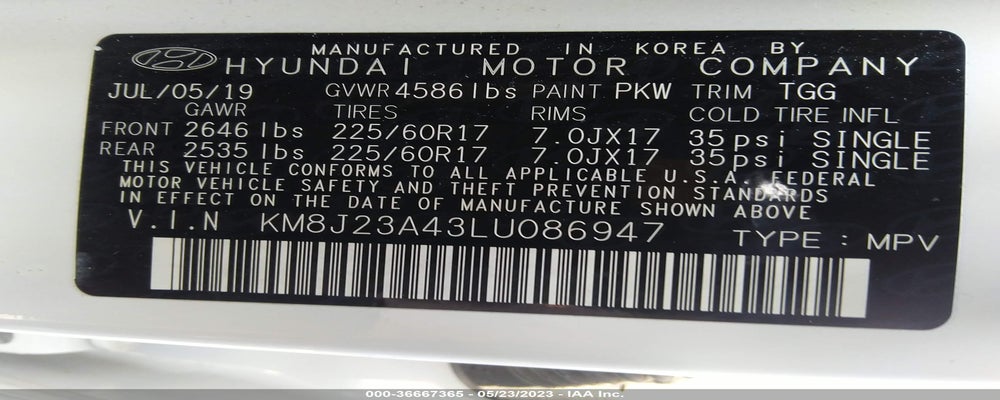 KM8J23A43LU086947 2020 HYUNDAI TUCSON photo no. 9