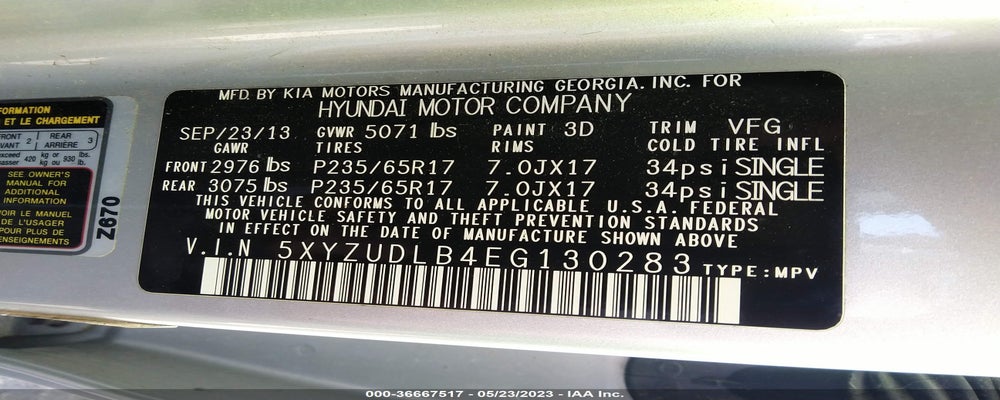 5XYZUDLB4EG130283 2014 HYUNDAI SANTA FE SPORT photo no. 9