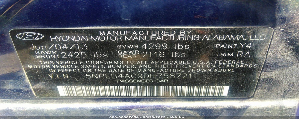5NPEB4AC9DH758721 2013 HYUNDAI SONATA photo no. 9