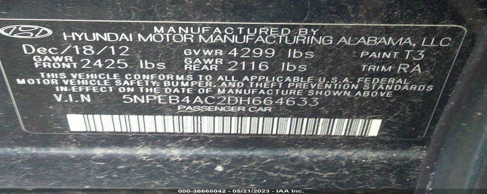 5NPEB4AC2DH664633 2013 HYUNDAI SONATA photo no. 9