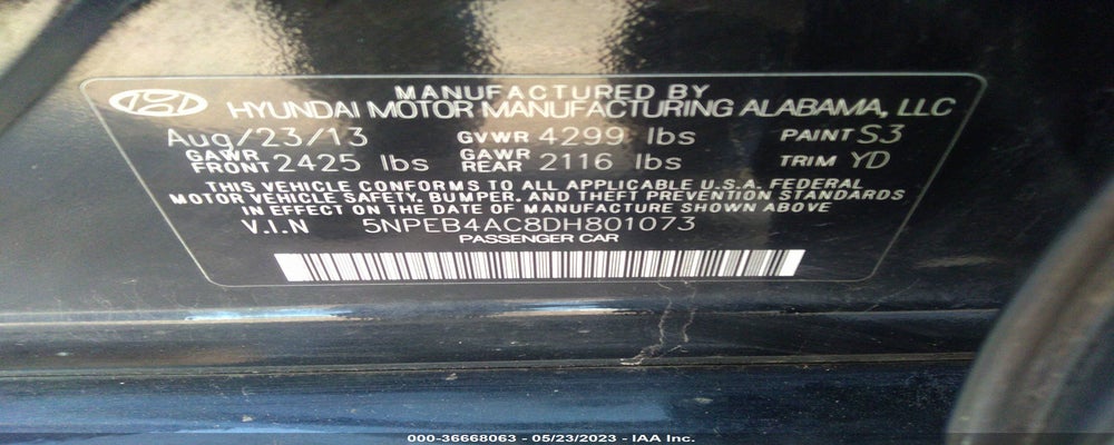 5NPEB4AC8DH801073 2013 HYUNDAI SONATA photo no. 9