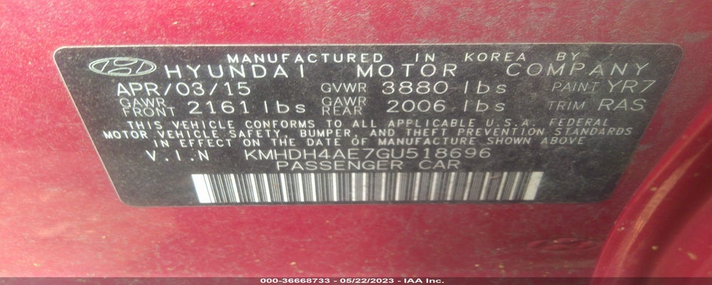 KMHDH4AE7GU518696 2016 HYUNDAI ELANTRA photo no. 9