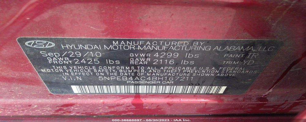 5NPEB4AC4BH167211 2011 HYUNDAI SONATA photo no. 9