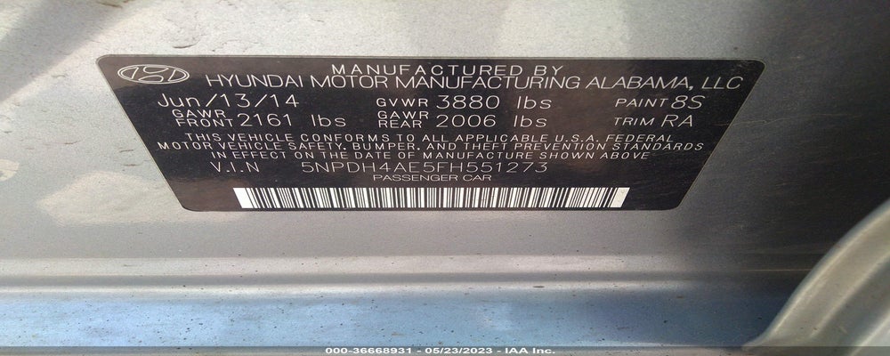 5NPDH4AE5FH551273 2015 HYUNDAI ELANTRA photo no. 9