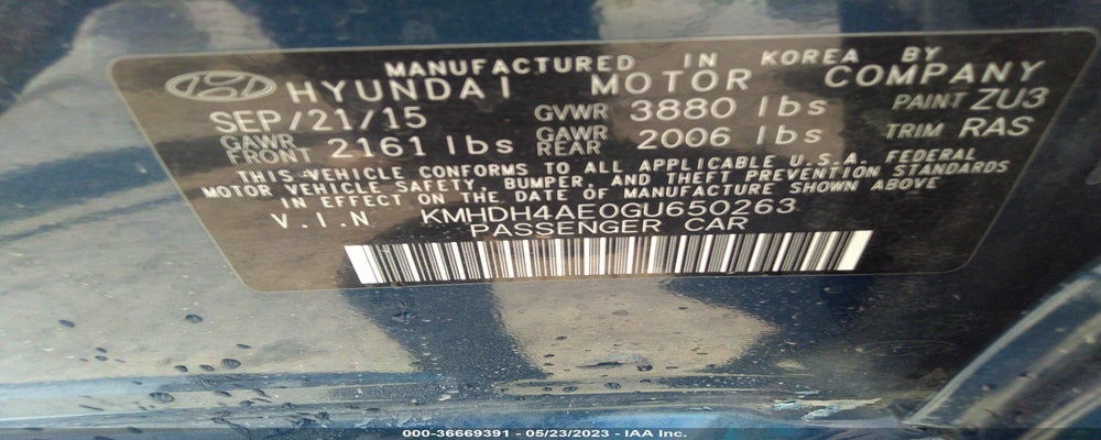 KMHDH4AE0GU650263 2016 HYUNDAI ELANTRA photo no. 9