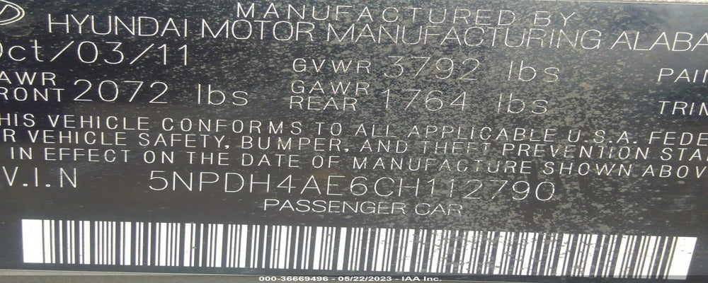 5NPDH4AE6CH112790 2012 HYUNDAI ELANTRA photo no. 9