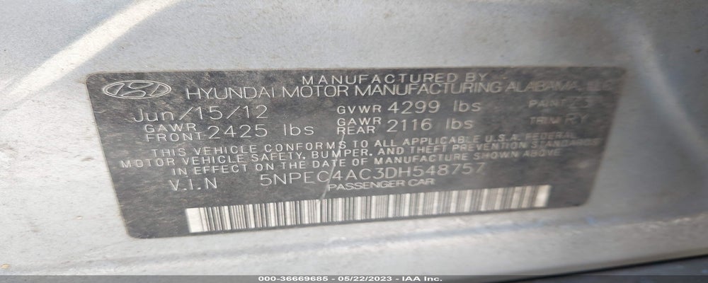 5NPEC4AC3DH548757 2013 HYUNDAI SONATA photo no. 9