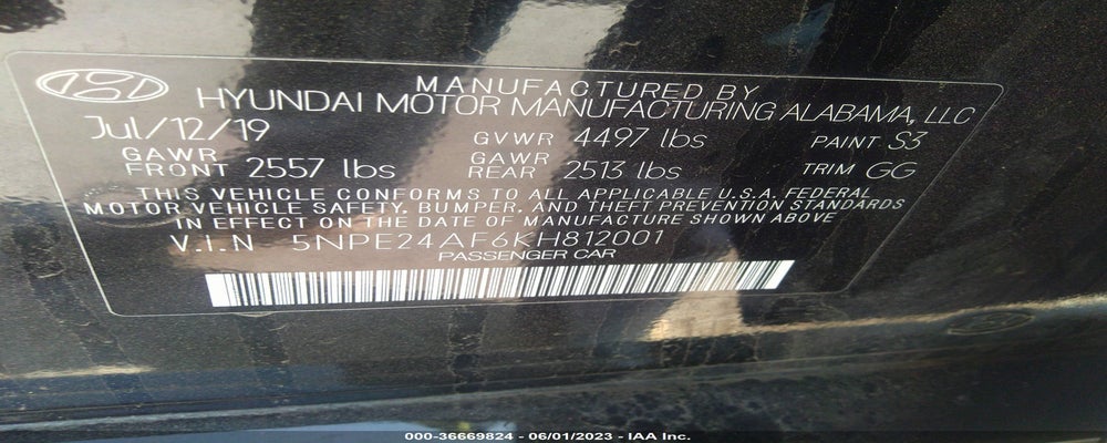 5NPE24AF6KH812001 2019 HYUNDAI SONATA photo no. 9