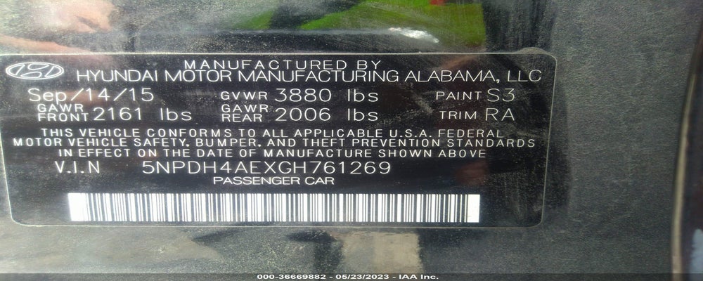 5NPDH4AEXGH761269 2016 HYUNDAI ELANTRA photo no. 9