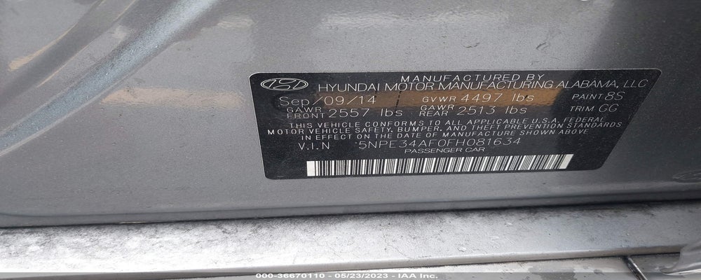 5NPE34AF0FH081634 2015 HYUNDAI SONATA photo no. 9