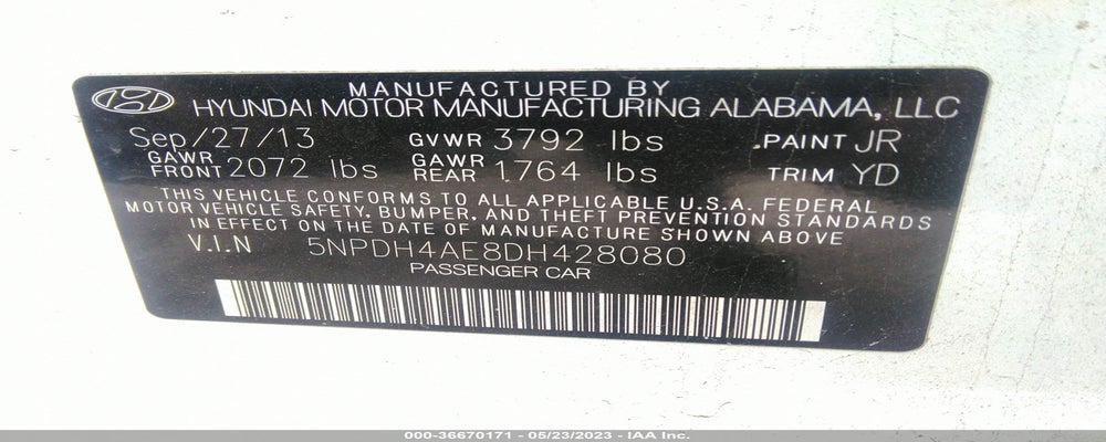 5NPDH4AE8DH428080 2013 HYUNDAI ELANTRA photo no. 9