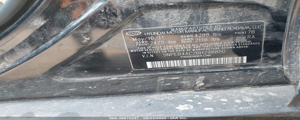 5NPEB4AC2BH298850 2011 HYUNDAI SONATA photo no. 9
