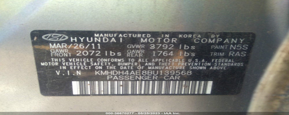 KMHDH4AE8BU139568 2011 HYUNDAI ELANTRA photo no. 9