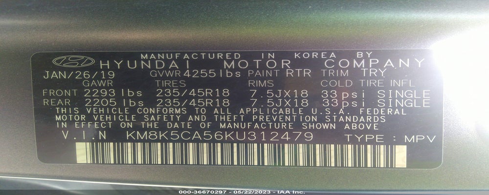 KM8K5CA56KU312479 2019 HYUNDAI KONA photo no. 9