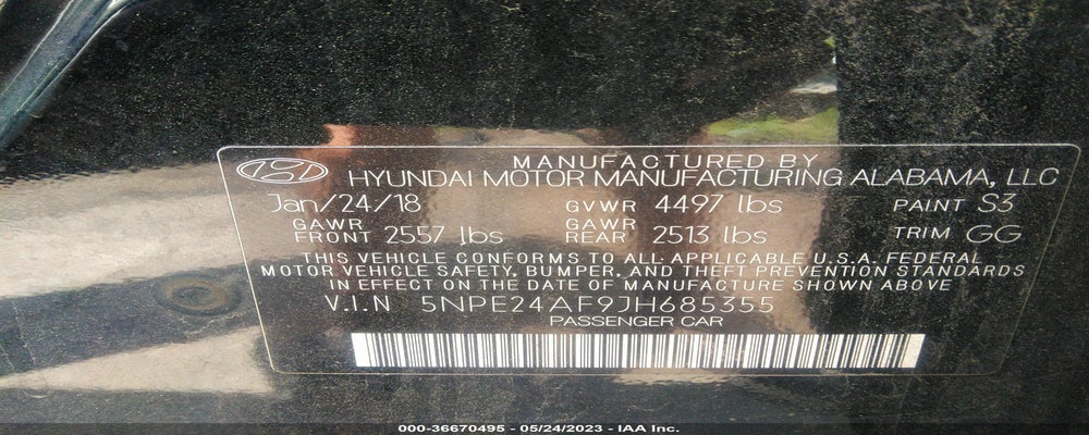 5NPE24AF9JH685355 2018 HYUNDAI SONATA photo no. 9
