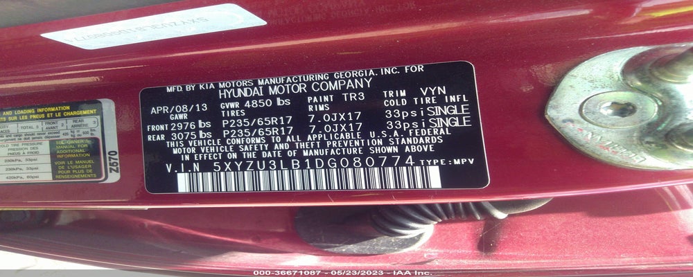 5XYZU3LB1DG080774 2013 HYUNDAI SANTA FE SPORT photo no. 9