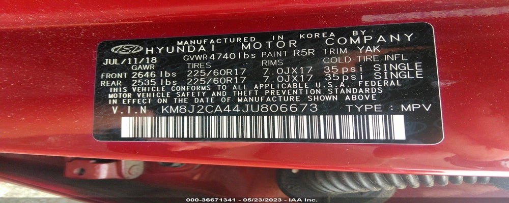 KM8J2CA44JU806673 2018 HYUNDAI TUCSON photo no. 9