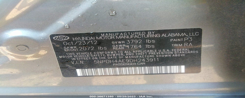 5NPDH4AE9DH243911 2013 HYUNDAI ELANTRA photo no. 9