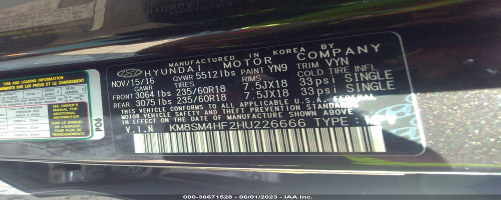 KM8SM4HF2HU226666 2017 HYUNDAI SANTA FE photo no. 9