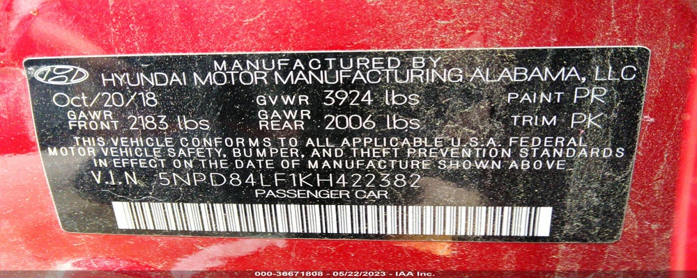 5NPD84LF1KH422382 2019 HYUNDAI ELANTRA photo no. 9