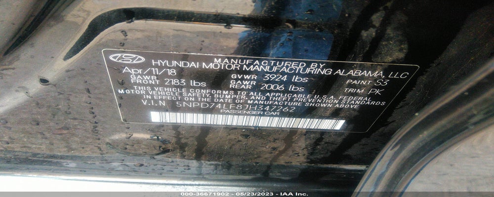 5NPD74LF8JH347262 2018 HYUNDAI ELANTRA photo no. 9
