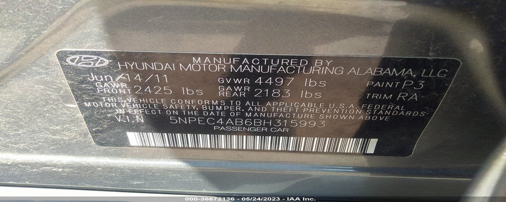 5NPEC4AB6BH315993 2011 HYUNDAI SONATA photo no. 9