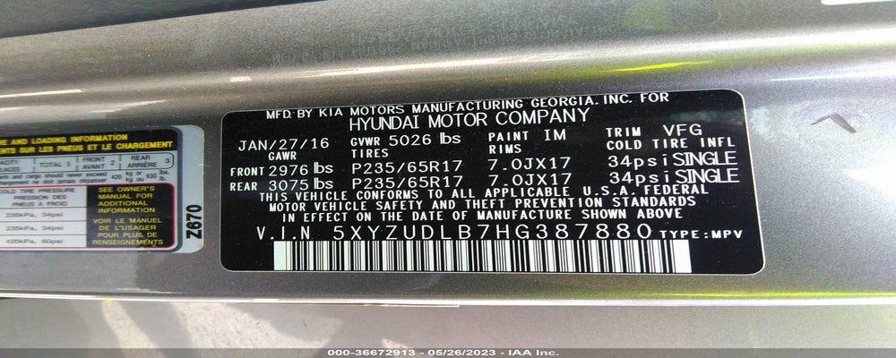 5XYZUDLB7HG387880 2017 HYUNDAI SANTA FE SPORT photo no. 9