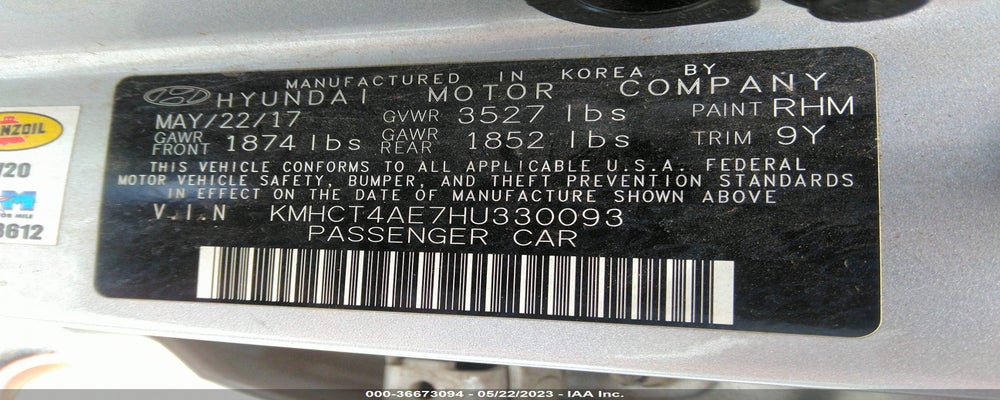 KMHCT4AE7HU330093 2017 HYUNDAI ACCENT photo no. 9