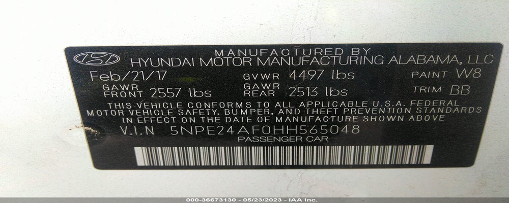 5NPE24AF0HH565048 2017 HYUNDAI SONATA photo no. 9