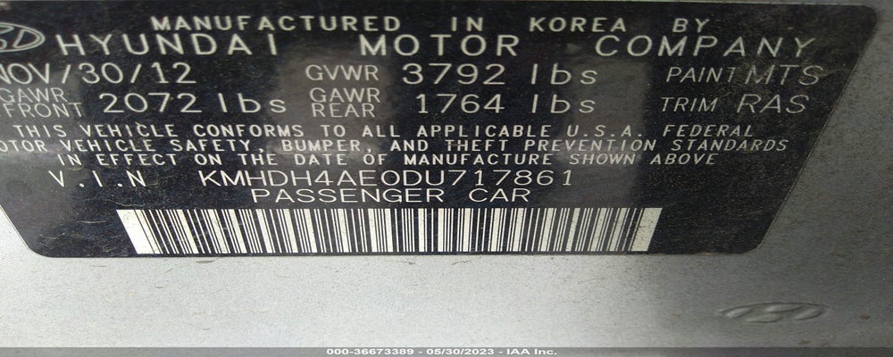 KMHDH4AE0DU717861 2013 HYUNDAI ELANTRA photo no. 9