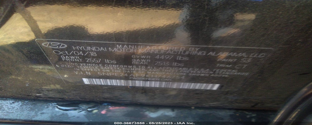 5NPE24AF9KH746754 2019 HYUNDAI SONATA photo no. 9