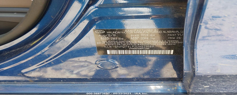 5NPD74LF2LH521989 2020 HYUNDAI ELANTRA photo no. 9