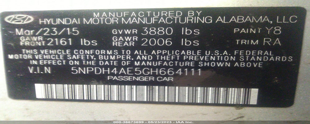 5NPDH4AE5GH664111 2016 HYUNDAI ELANTRA photo no. 9