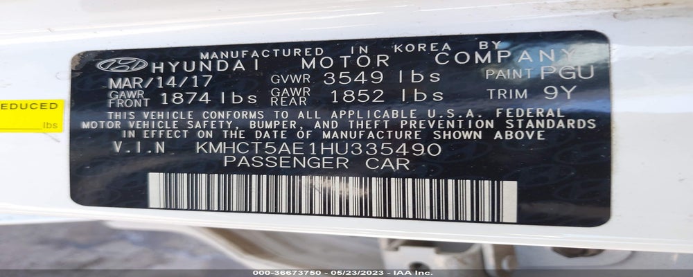 KMHCT5AE1HU335490 2017 HYUNDAI ACCENT photo no. 9