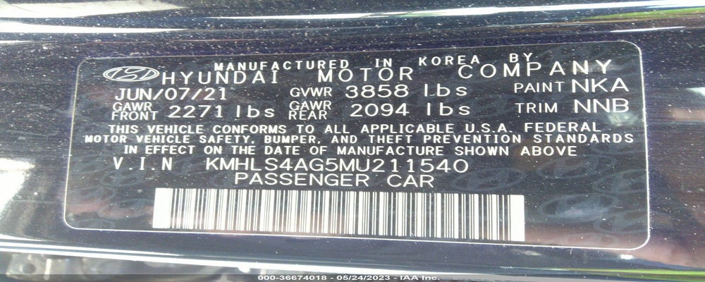 KMHLS4AG5MU211540 2021 HYUNDAI ELANTRA photo no. 9