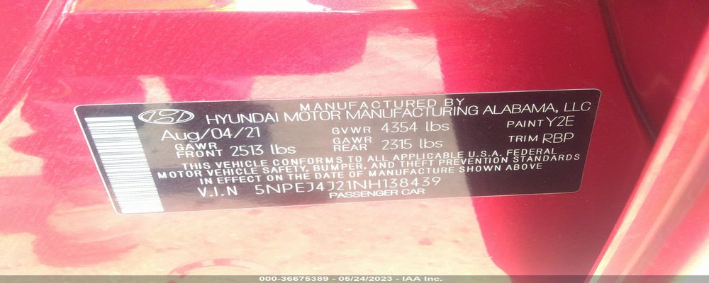 5NPEJ4J21NH138439 2022 HYUNDAI SONATA photo no. 9