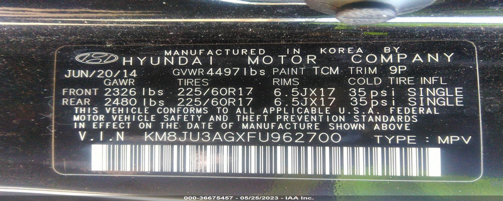 KM8JU3AGXFU962700 2015 HYUNDAI TUCSON photo no. 9