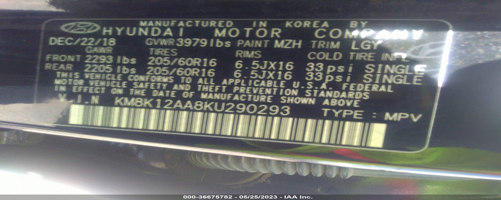 KM8K12AA8KU290293 2019 HYUNDAI KONA photo no. 9