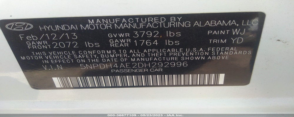 5NPDH4AE2DH292996 2013 HYUNDAI ELANTRA photo no. 9