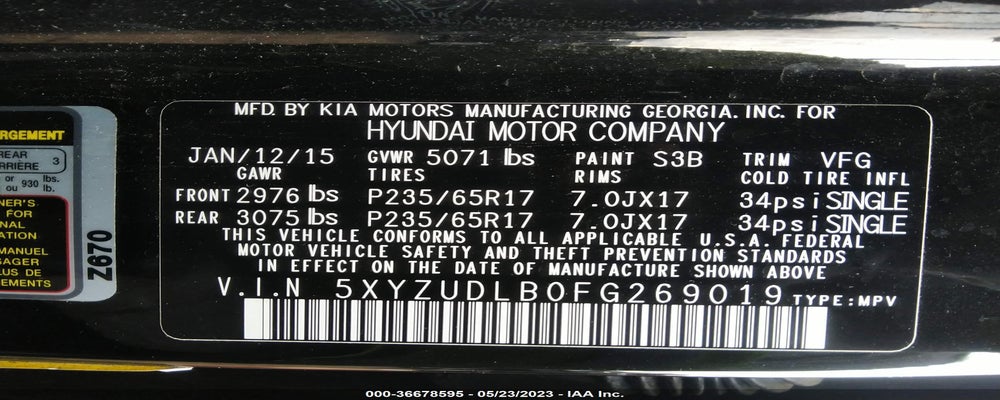 5XYZUDLB0FG269019 2015 HYUNDAI SANTA FE SPORT photo no. 9
