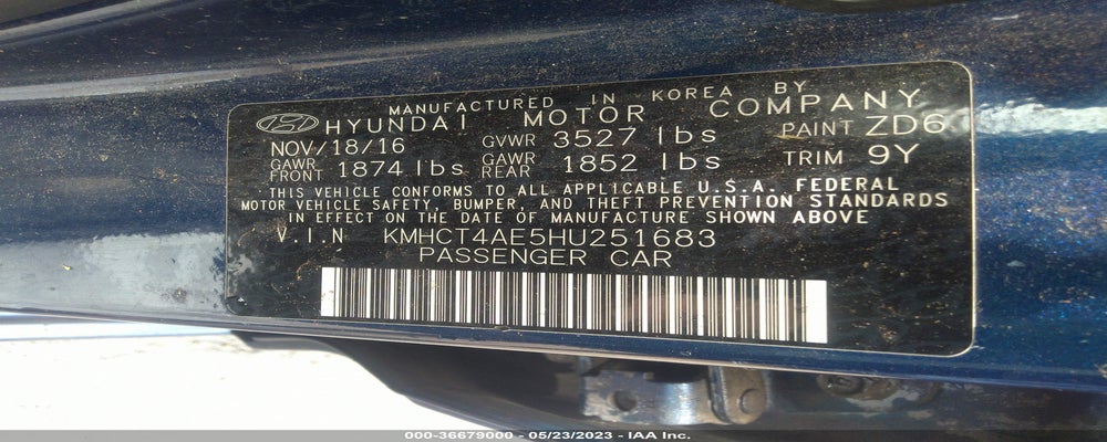 KMHCT4AE5HU251683 2017 HYUNDAI ACCENT photo no. 9
