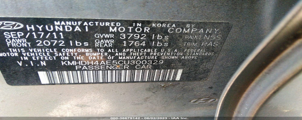 KMHDH4AE5CU300329 2012 HYUNDAI ELANTRA photo no. 9