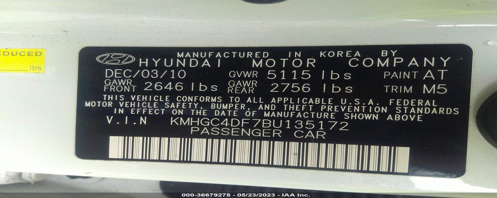 KMHGC4DF7BU135172 2011 HYUNDAI GENESIS photo no. 9