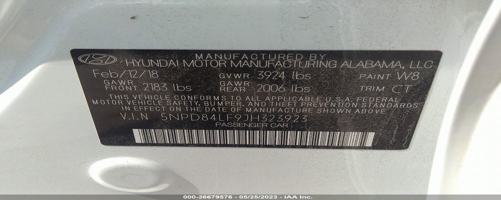 5NPD84LF9JH323923 2018 HYUNDAI ELANTRA photo no. 9