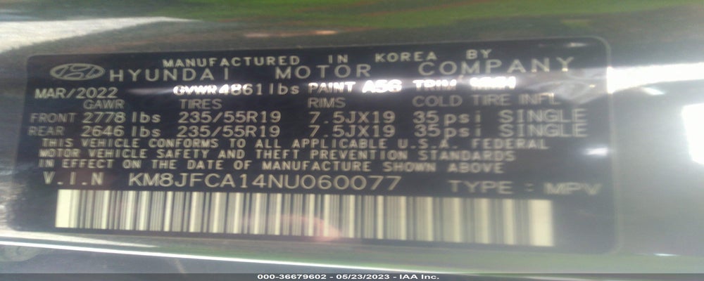 KM8JFCA14NU060077 2022 HYUNDAI TUCSON HYBRID photo no. 9