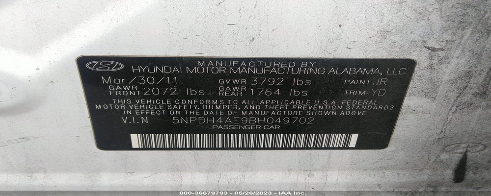 5NPDH4AE9BH049702 2011 HYUNDAI ELANTRA photo no. 9