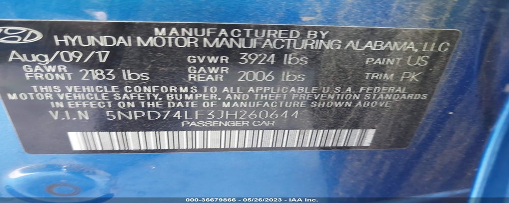5NPD74LF3JH260644 2018 HYUNDAI ELANTRA photo no. 9