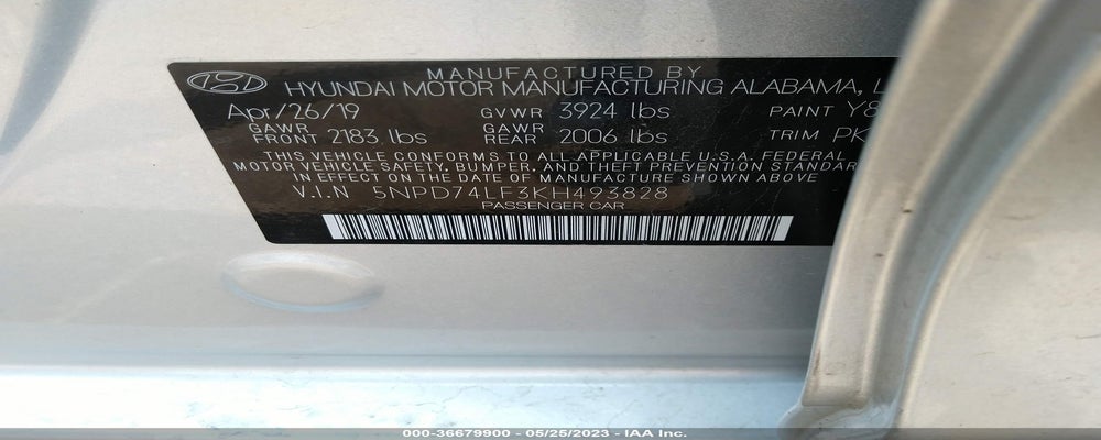 5NPD74LF3KH493828 2019 HYUNDAI ELANTRA photo no. 9